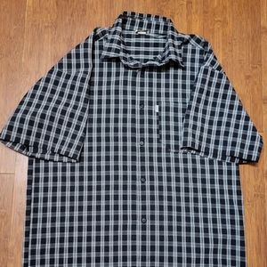 CalTop Brand Black Gray SS Plaid Button Up Flannel Shirt 2XL